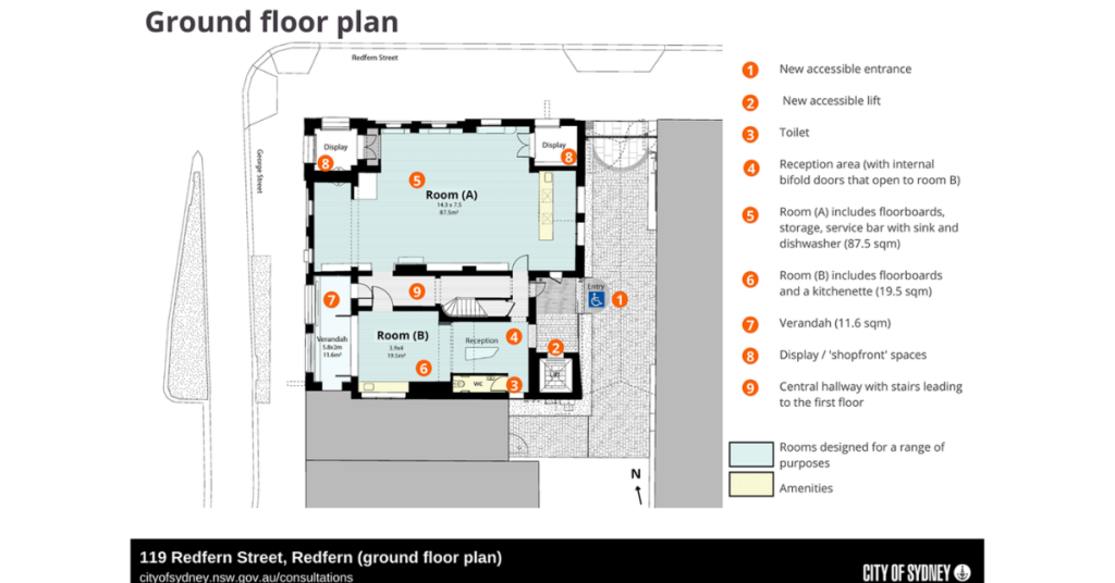 Aboriginal Knowledge and Culture Centre in Redfern Ground-floor plan