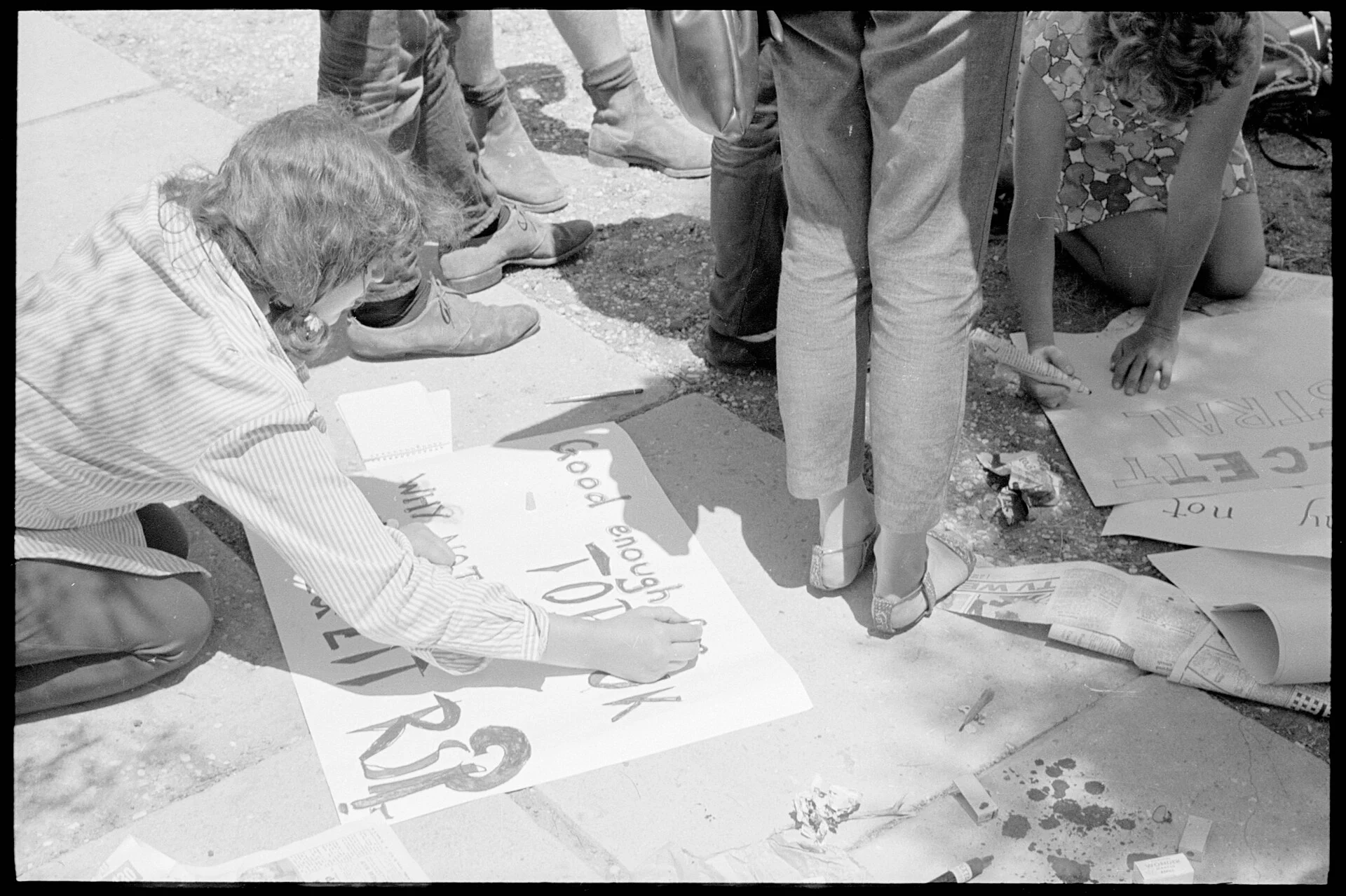 Students preparing picket signs